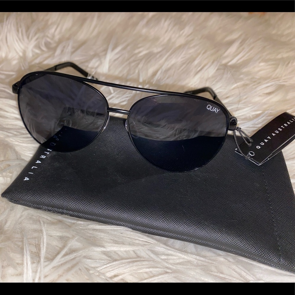 Quay Australia Black Aviator Sunglasses
